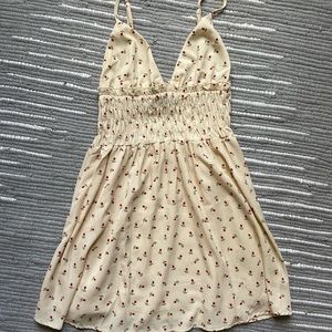 Princess Polly Cream Mini Dress with Red Floral Pattern